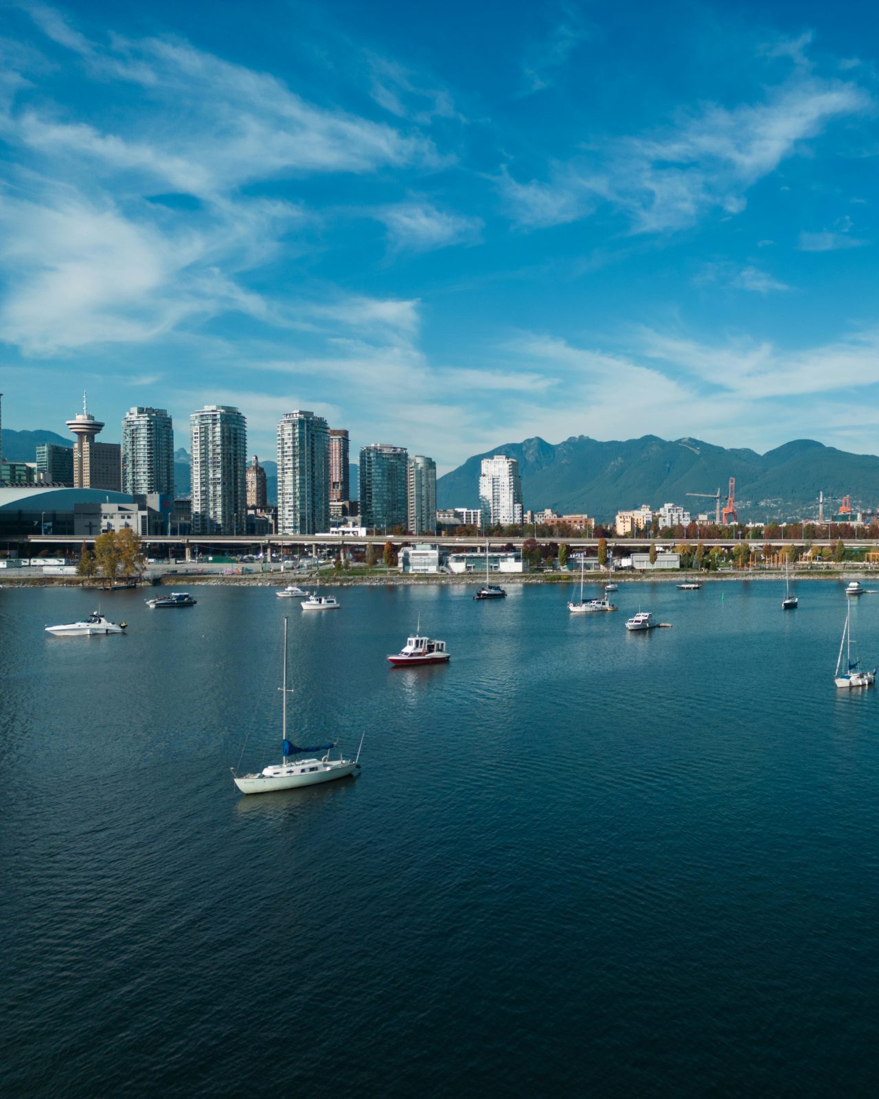Sailboats in Marina of Costal City