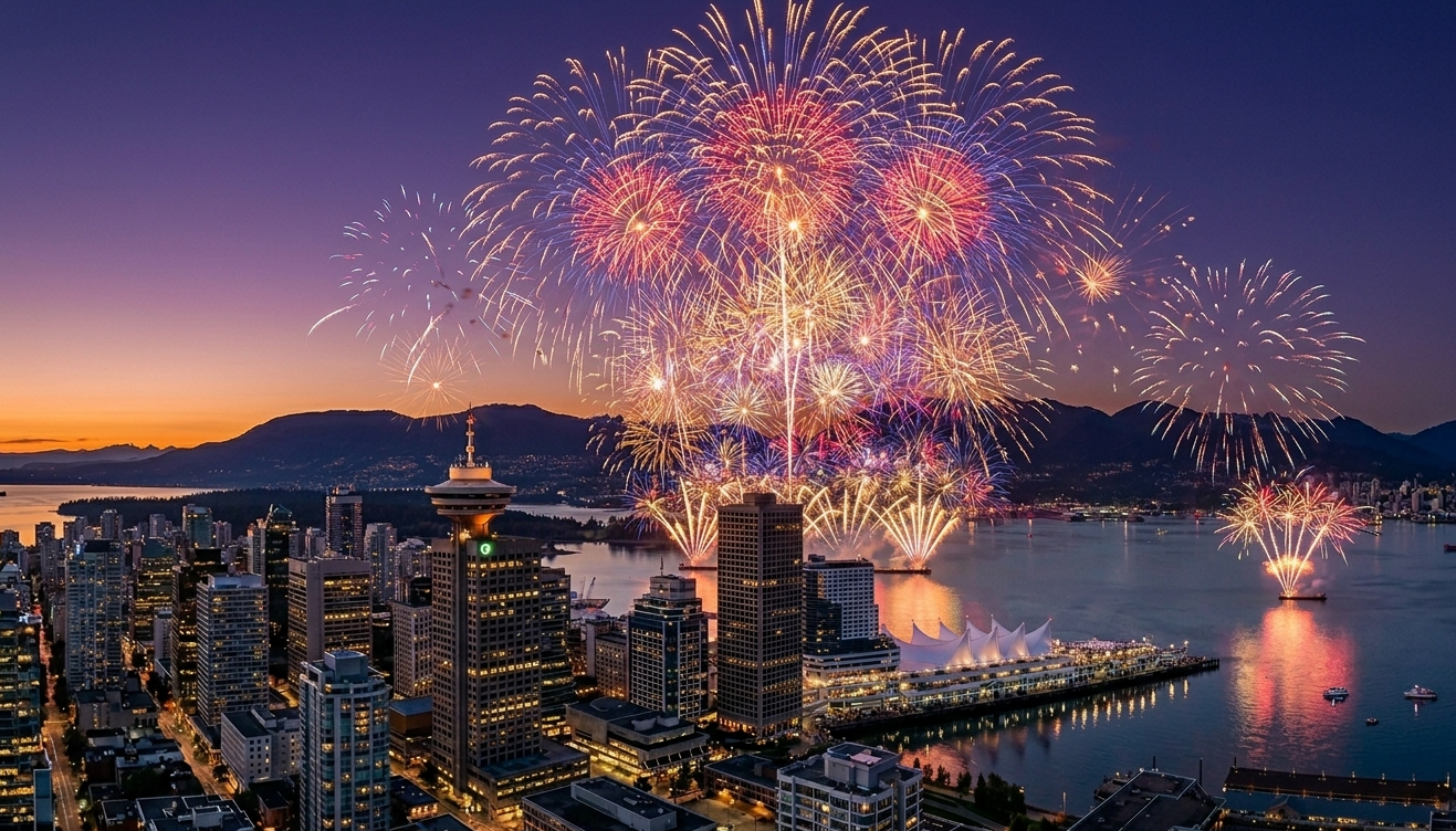 Fireworks in the Vancouver skyline